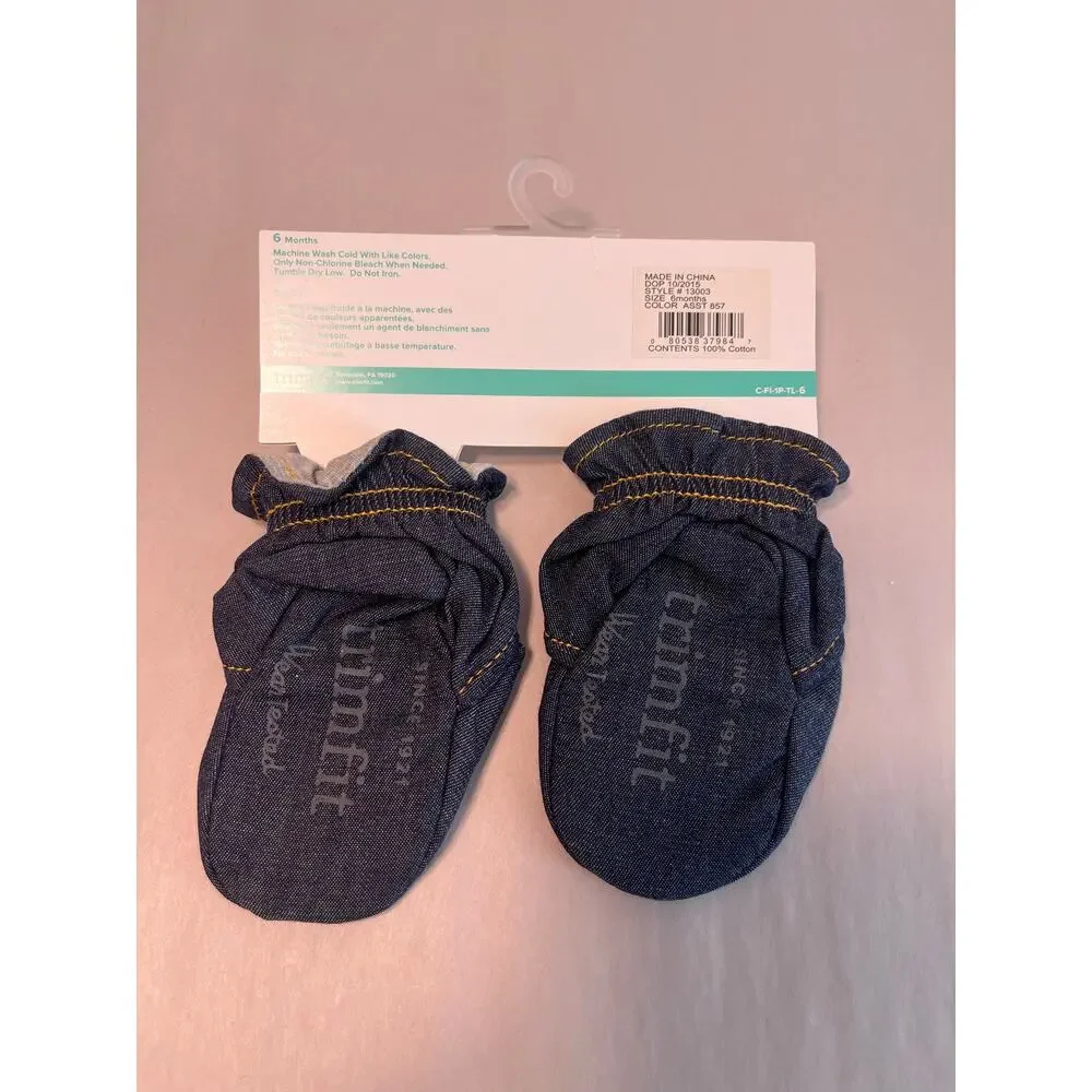 New in Bag Trimfit Infant Booties 6 Months Allover Denim w/ Clasp #13003